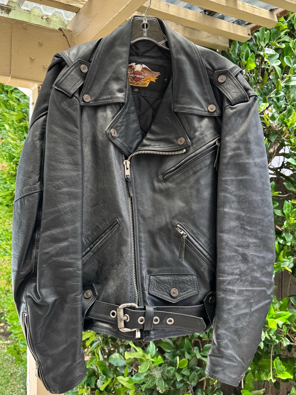 VINTAGE 1990 Harley-Davidson Black Heavy-Duty Leather Motorcycle Jacket